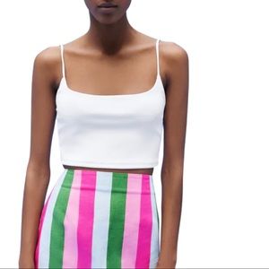 Zara White Strappy Crop Top  Stretchy Top Medium